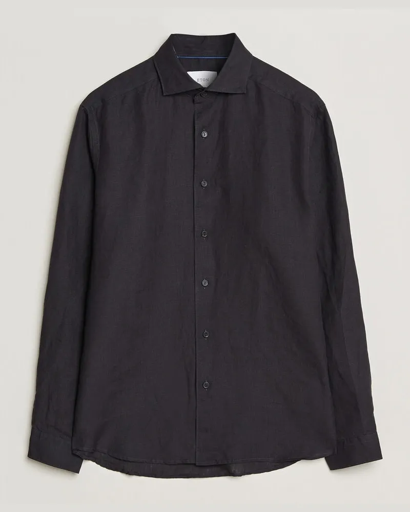 Eton Casual Fit Linen Shirt Black Schwarz