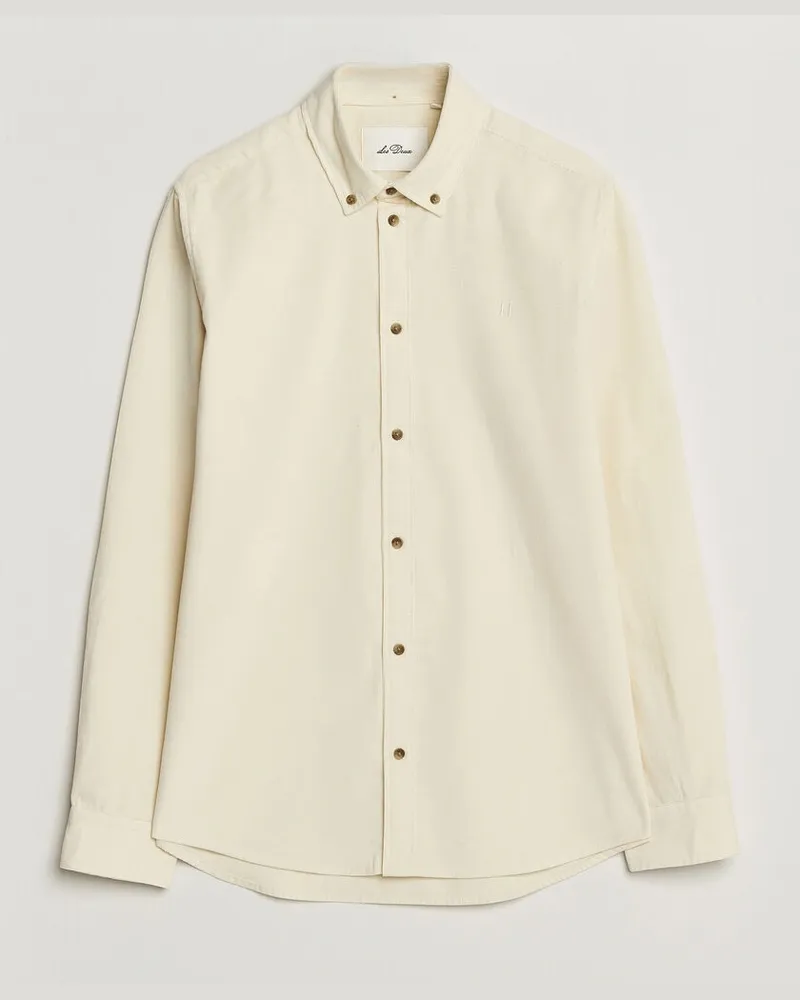 LES DEUX Pinwale Corduroy Shirt Ivory Weiß