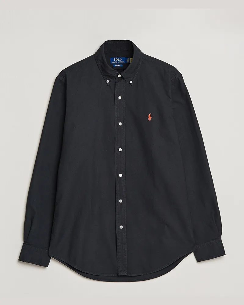 Ralph Lauren Custom Fit Garment Dyed Oxford Shirt Black Schwarz