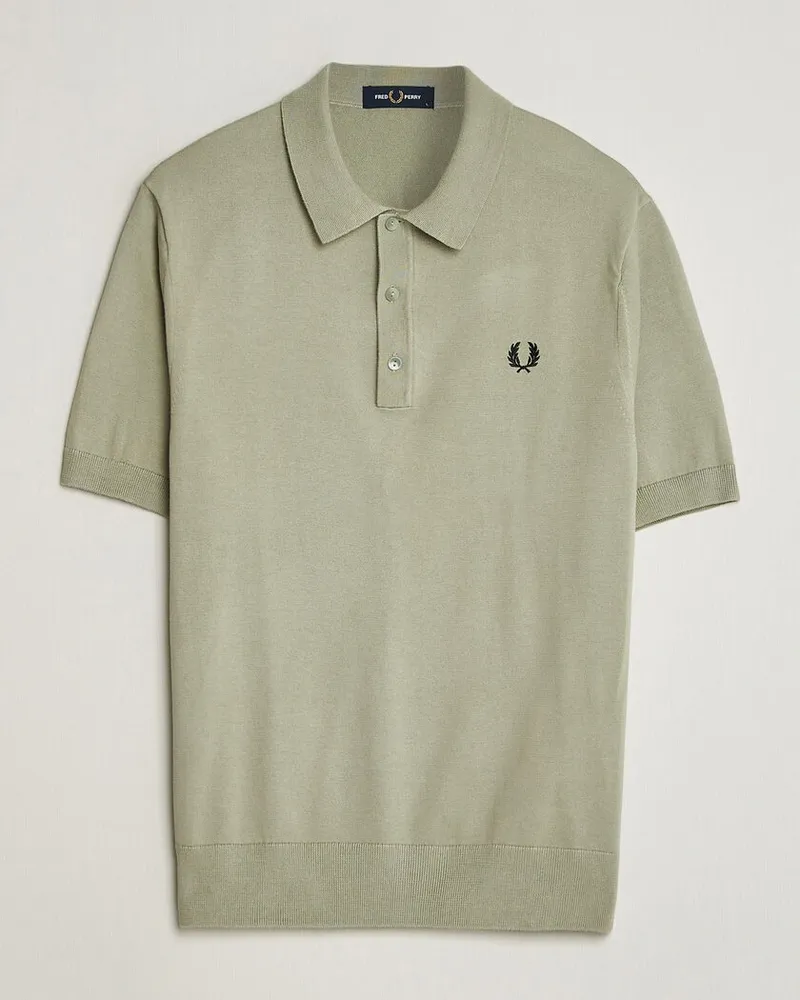 Fred Perry Cotton Knitted Polo Seagrass Green Grün