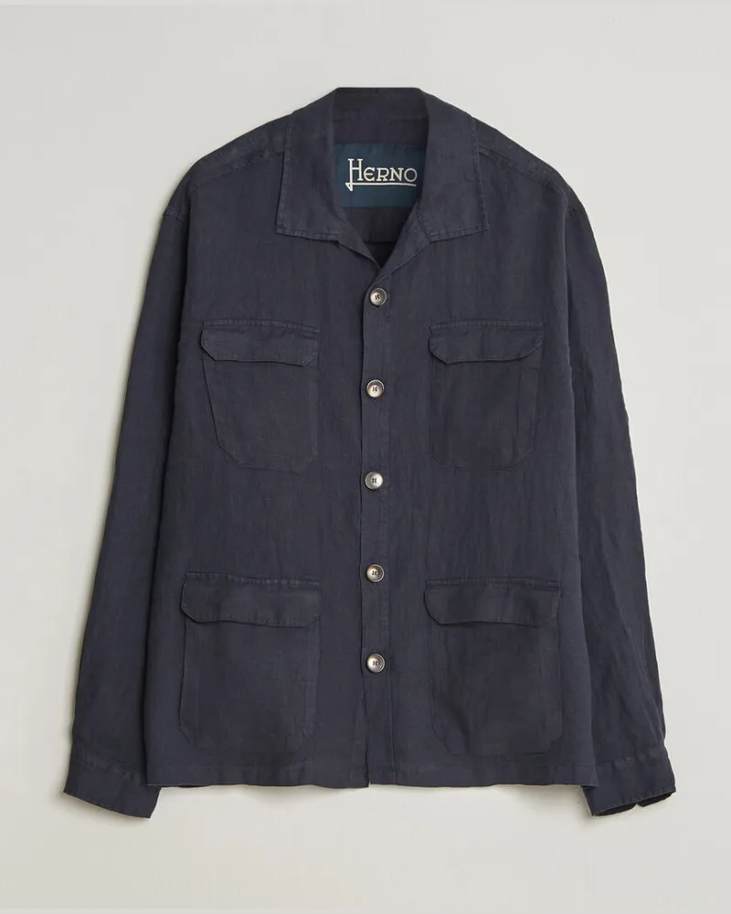 Herno Linen Safari Jacket Navy Blau