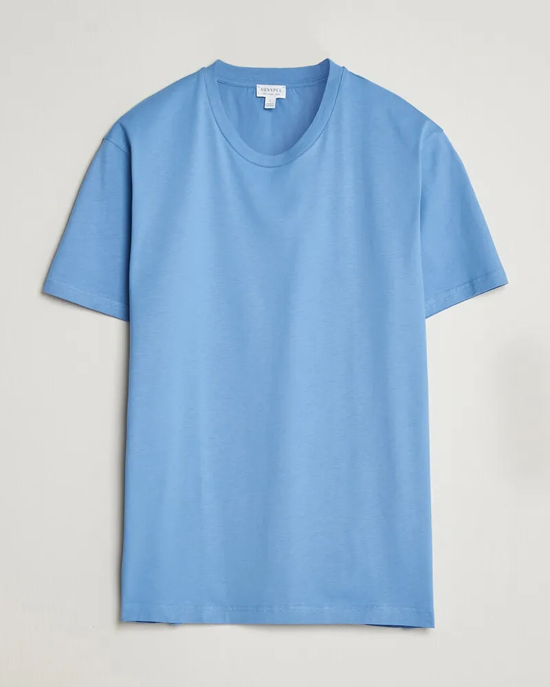 Sunspel Riviera Midweight T-Shirt Azure Blue Blau
