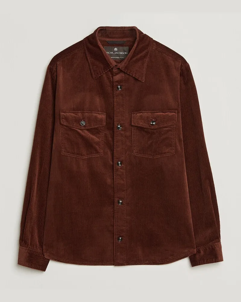 Oscar Jacobson Magnus Cord Shirt Jacket Burgundy Rot