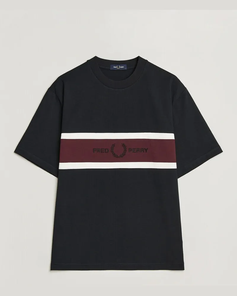 Fred Perry Embroidered Paneled T-Shirt Black Schwarz