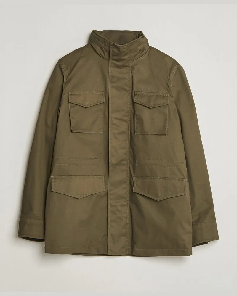 Oscar Jacobson M65 Coated Cotton Field Jacket Olive Grün