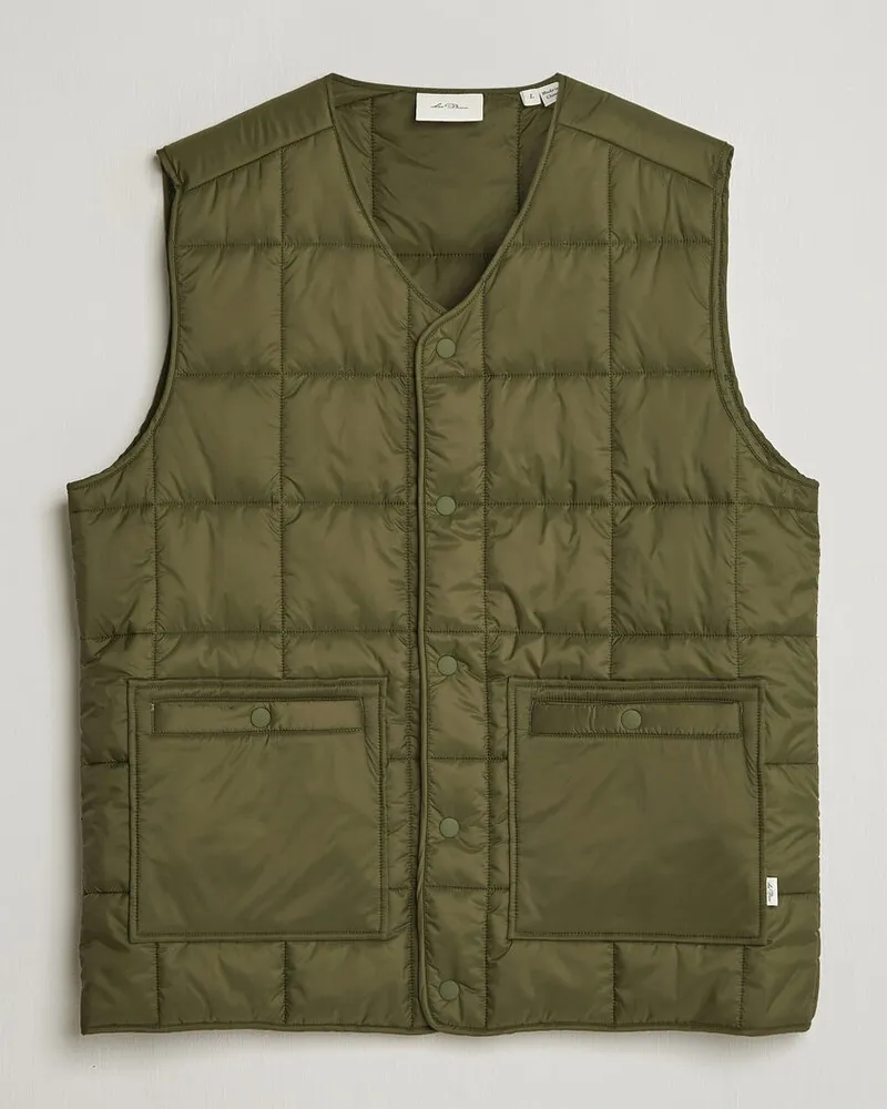 LES DEUX Matt Quilted Vest Olive Night Grün