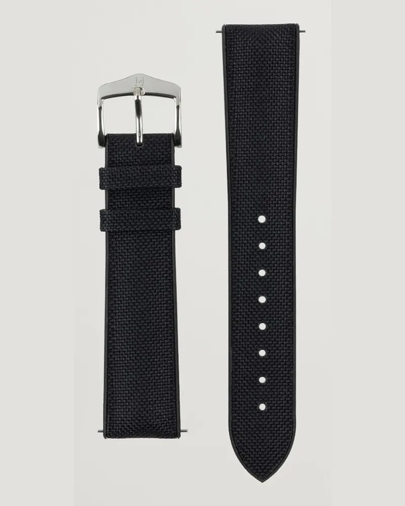 Hirsch Arne Sailcloth Effect Performance Watch Strap Black Schwarz