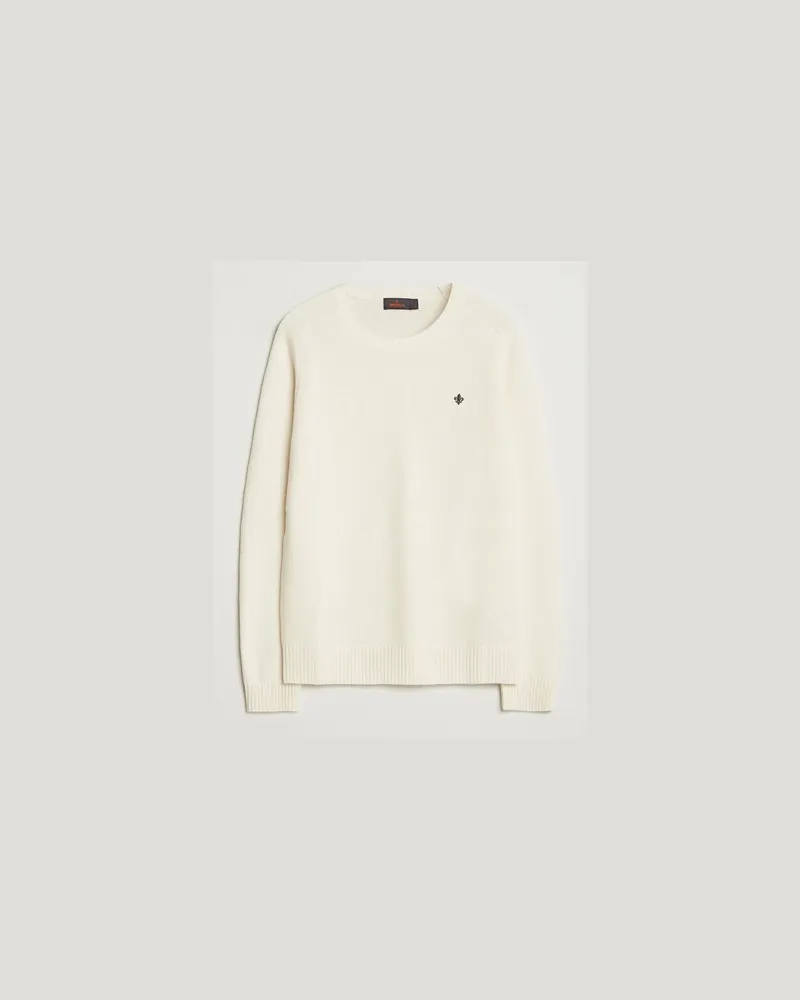 Morris Hertford Lambswool Merino Crew Neck Off White Weiß