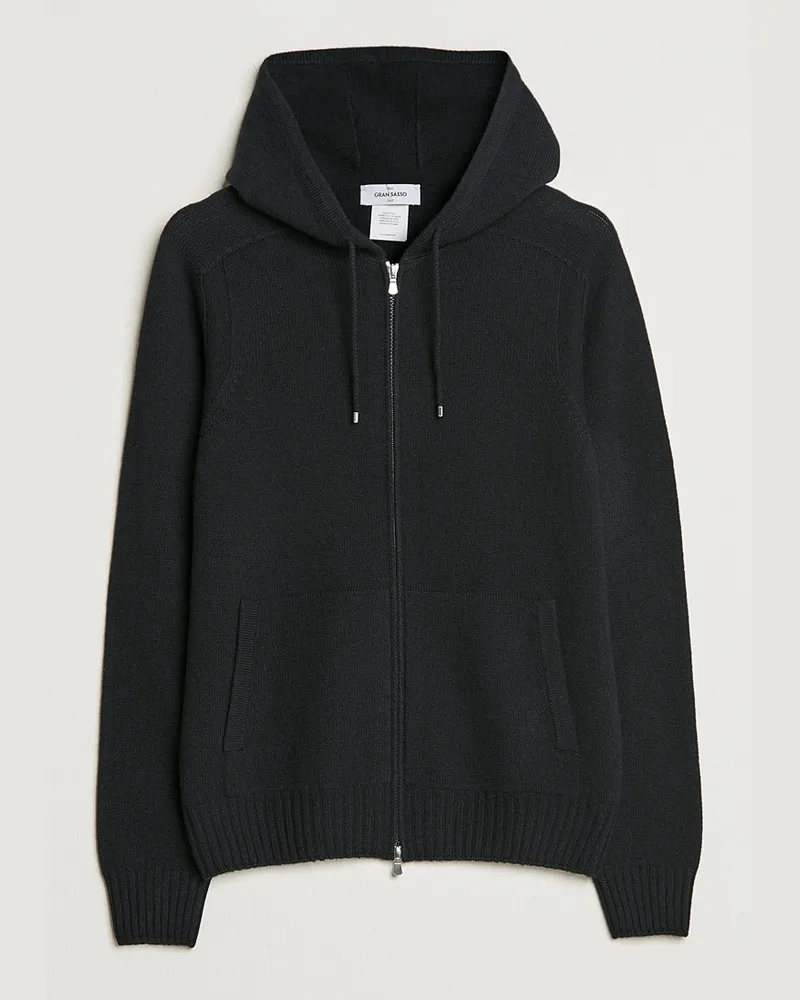 Gran Sasso Full Zip Wool Hoodie Black Schwarz