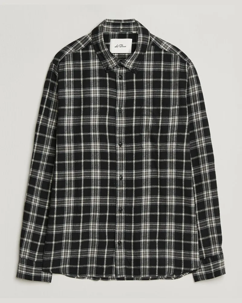 LES DEUX Vintage Check Shirt Black Schwarz