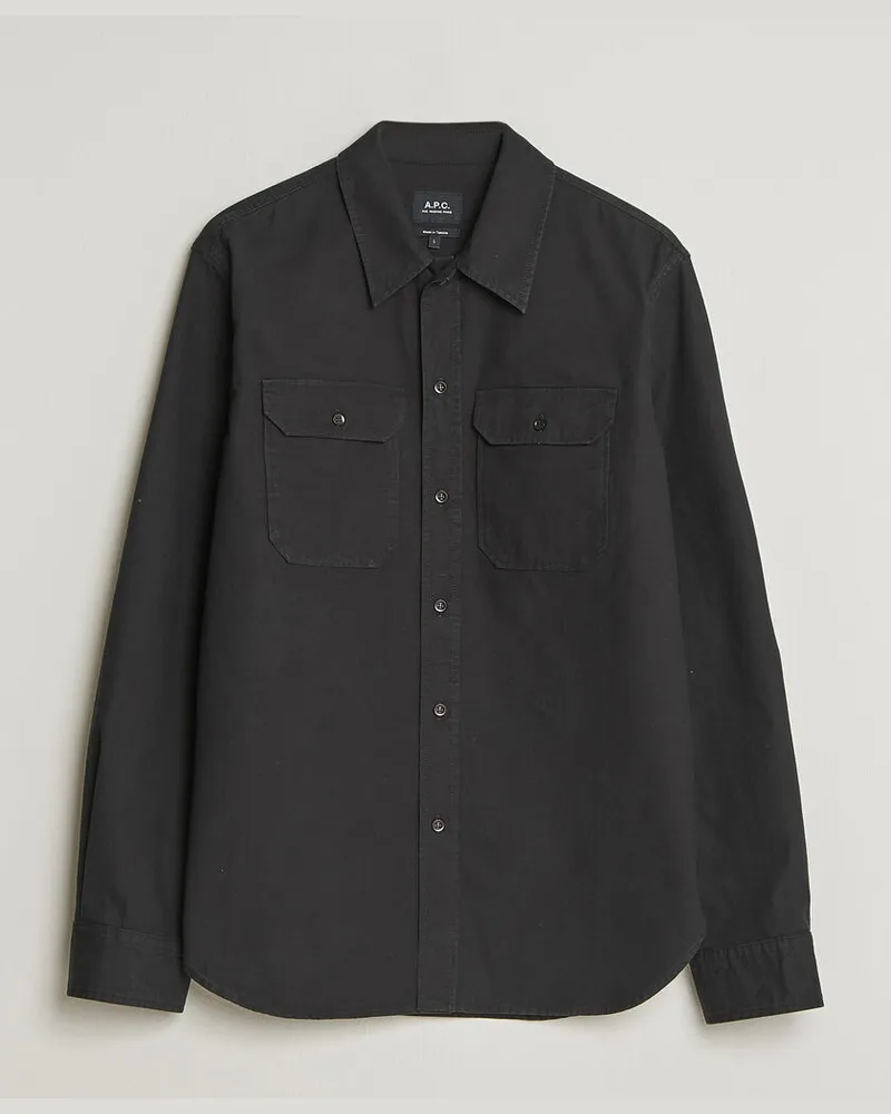 A.P.C. Safari Cotton/Linen Overshirt Faded Black Schwarz