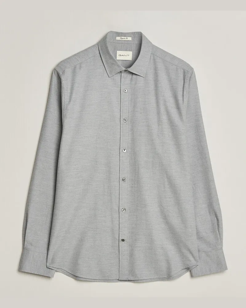 Gant Regular Fit Flannel Shirt Grey Melange Grau