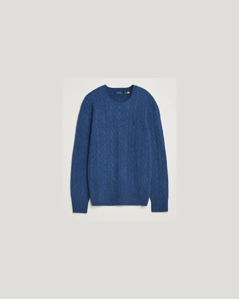 Ralph Lauren Wool/Cashmere Cable Crew Neck Rustic Navy Heather Blau