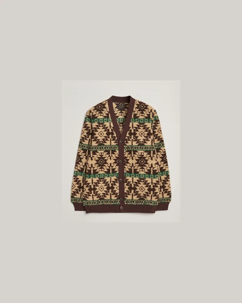 Beams Plus Boa Fleece Cardigan Brown Braun