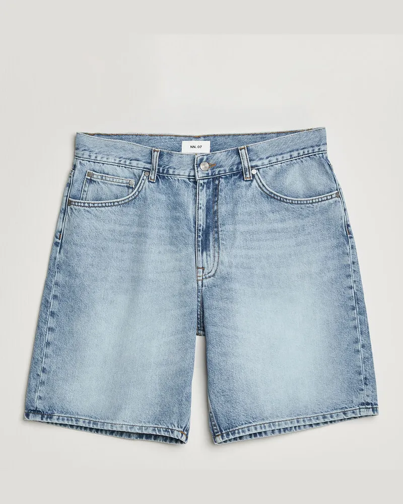NN 07 Otis Denim Shorts Light Blue Washed Blau