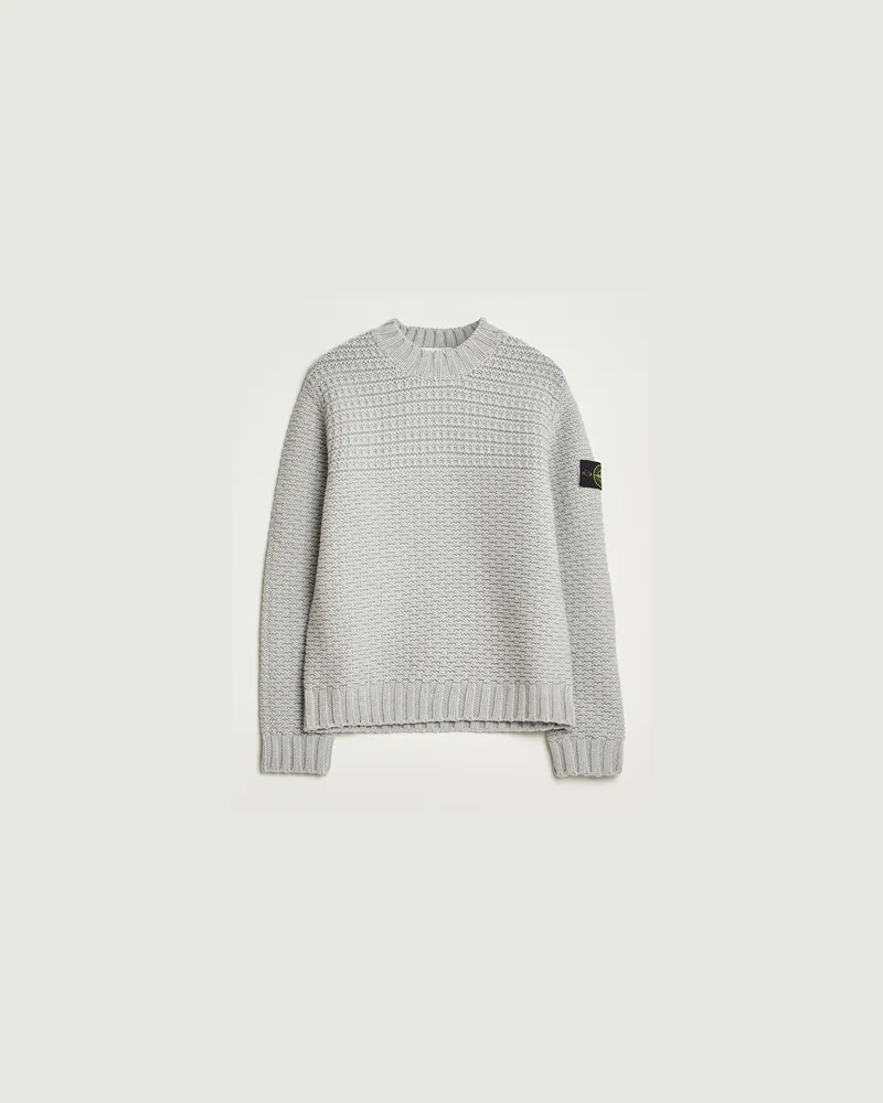 Stone Island Mixed Stiches Wool Knitted Crew Neck Pearl Grey Grau