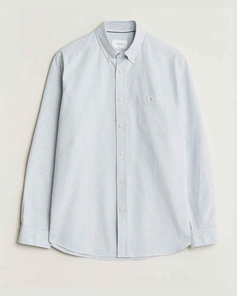 Eton Regular Fit Ivy Oxford Striped Shirt Mid Blue Blau