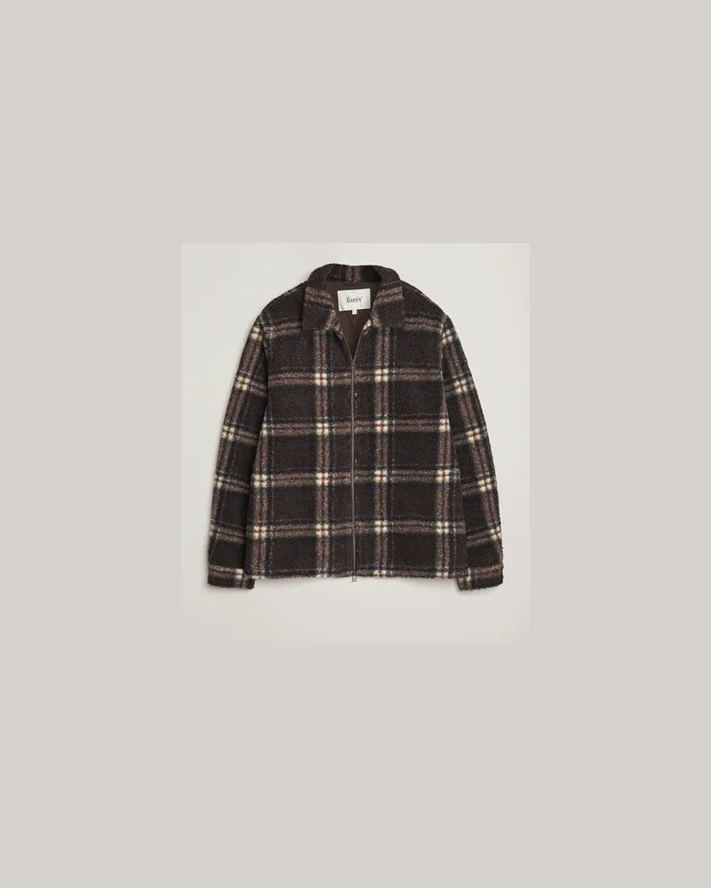 forét Cabin Check Zip Fleece Brown Braun