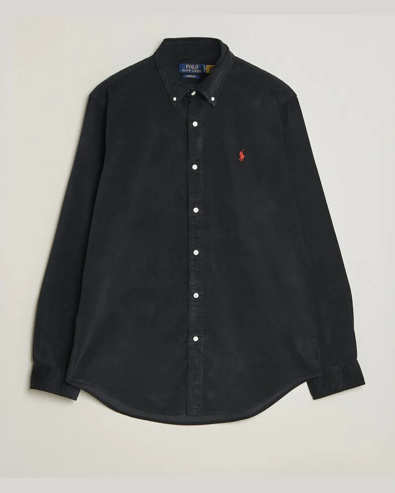 Ralph Lauren Custom Fit BD Corduroy Shirt Polo Black Schwarz
