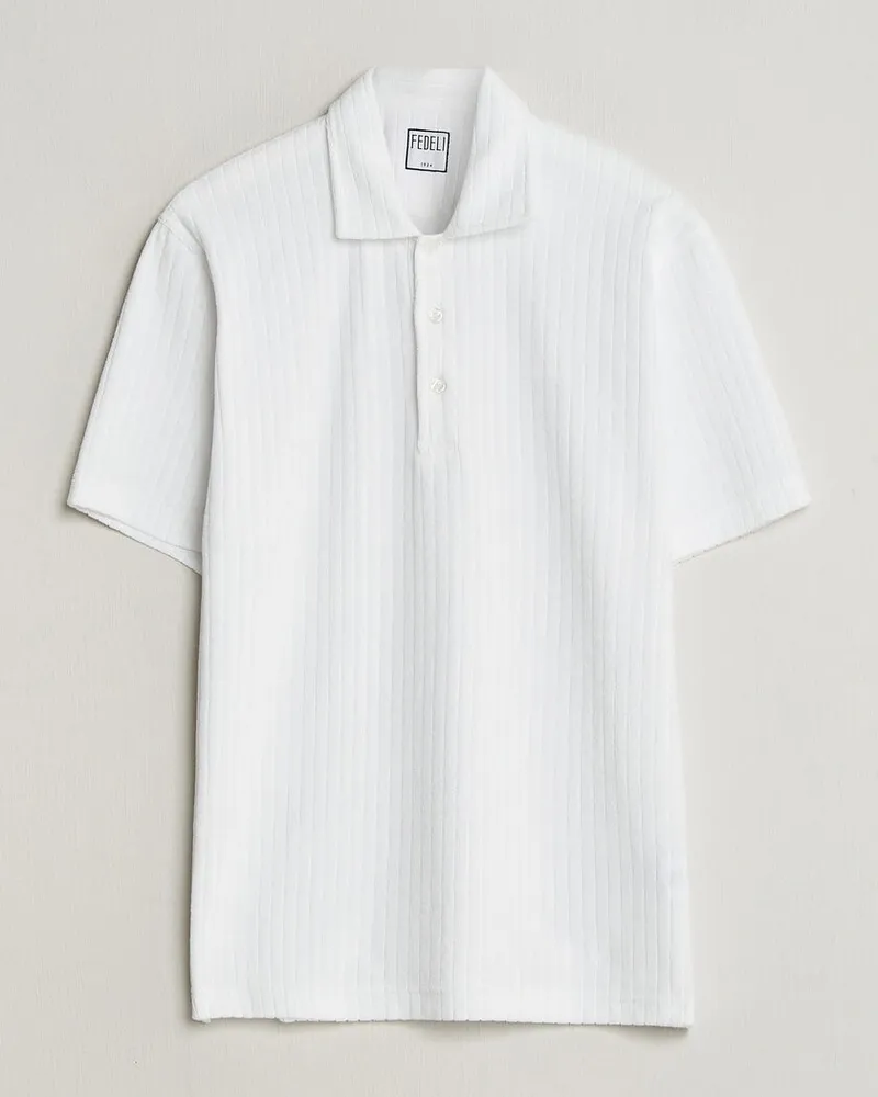 Fedeli Rib Terry Polo White Weiß