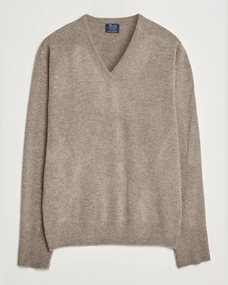 William Lockie Rob Lambswool V-Neck Vole Braun