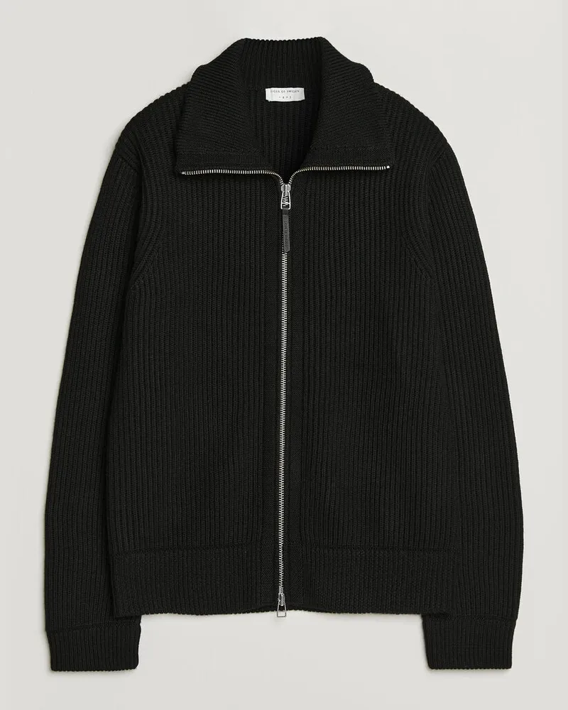 Tiger of Sweden Niall Wool Heavy Knitted Full Zip Black Schwarz
