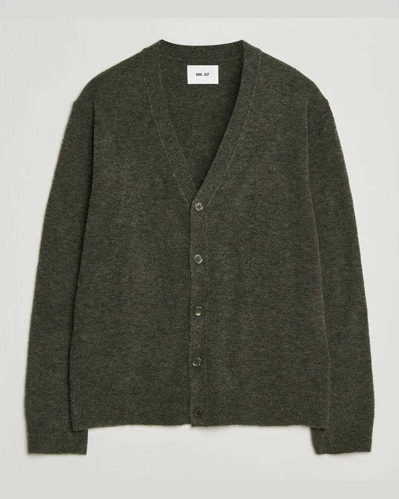 NN 07 Gavin Brushed Wool Knitted Cardigan Dark Army Grün