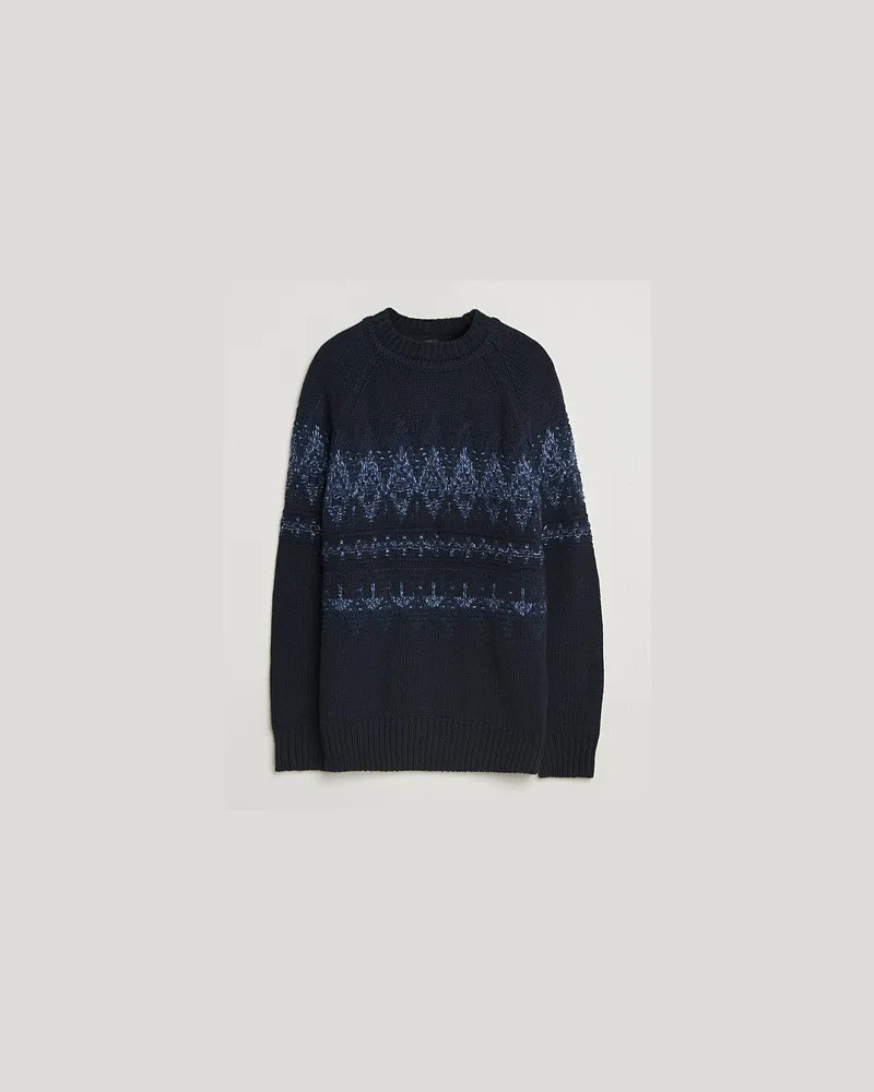 HUGO BOSS Karombo Wool Fairisle Sweater Dark Blue Blau