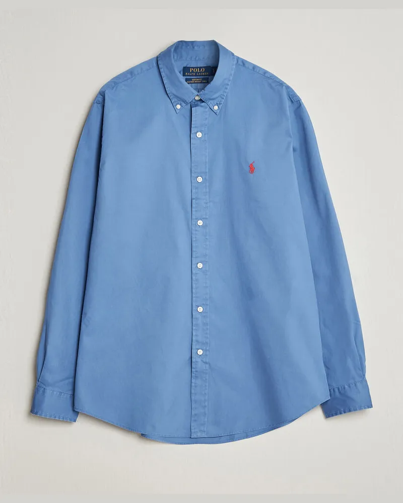 Ralph Lauren Custom Fit Garment Twill Shirt Nimes Blue Blau