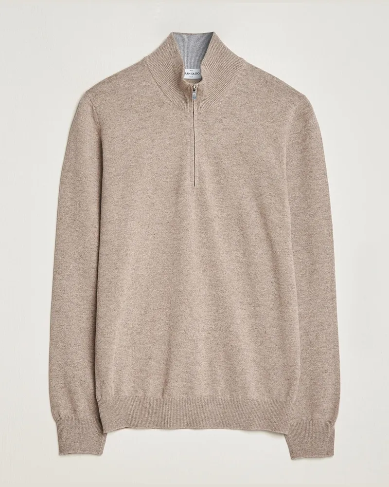Gran Sasso Wool/Cashmere Half Zip Beige Melange Beige