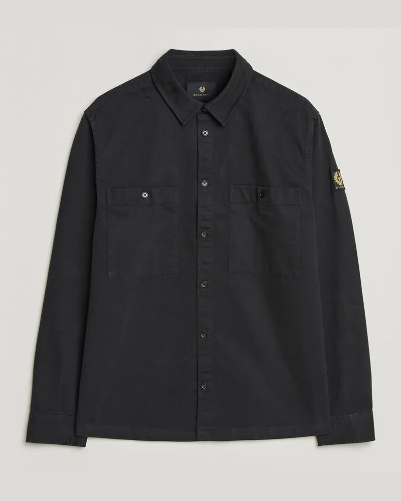 Belstaff Outpost Cotton Herringbone Overshirt Black Schwarz