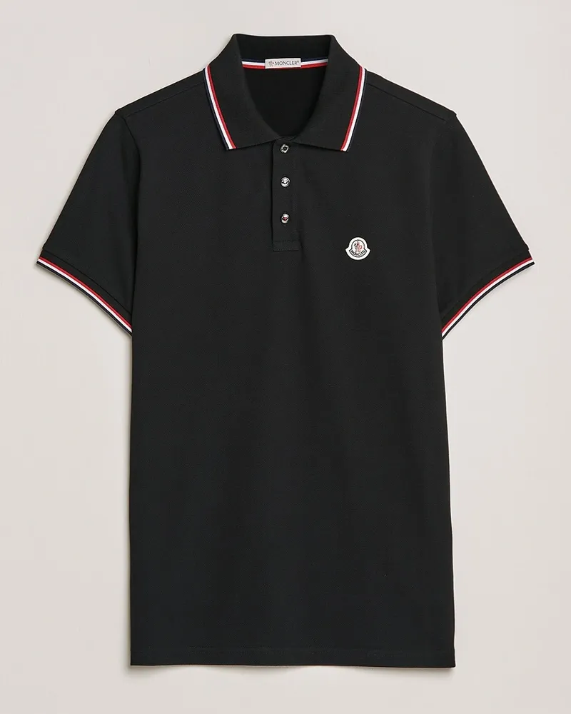 Moncler Contrast Rib Polo Black Schwarz