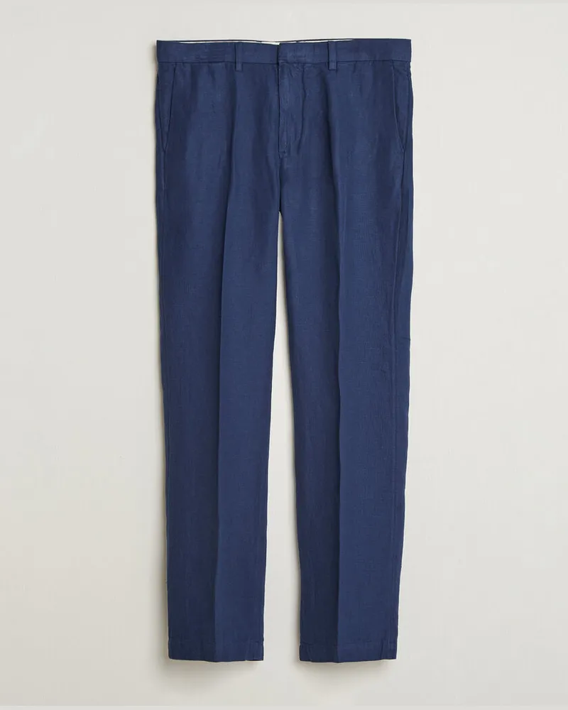 Ralph Lauren Cotton/Linen Houndstooth Pants Newport Navy Blau
