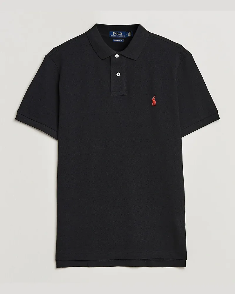 Ralph Lauren Custom Slim Fit Polo Black Schwarz