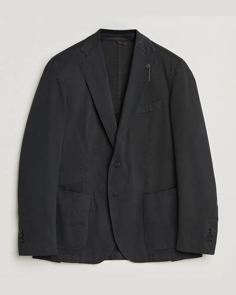 Biagio Santaniello Washed Cotton Patch Pocket Blazer Black Schwarz
