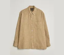 Panama Plaid Button Down Shirt Beige