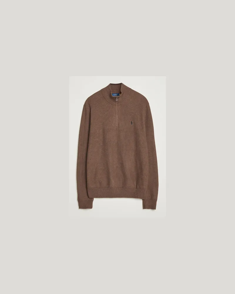 Ralph Lauren Textured Half Zip Nutmeg Brown Braun