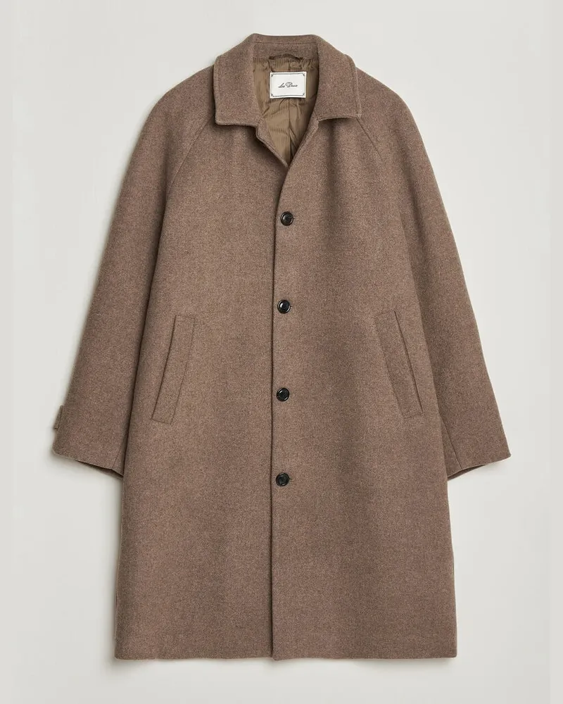 LES DEUX Solid Wool Coat Dark Sand Melange Beige