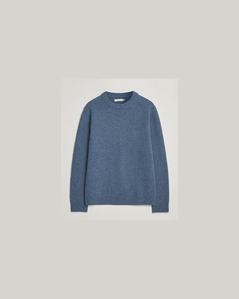 Nudie Jeans August Wool Rib Knitted Sweater Blue Melange Blau