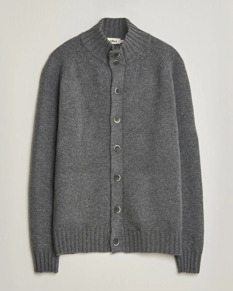 Altea Raglan Sleeve Buttoned Cardigan Grey Melange Grau