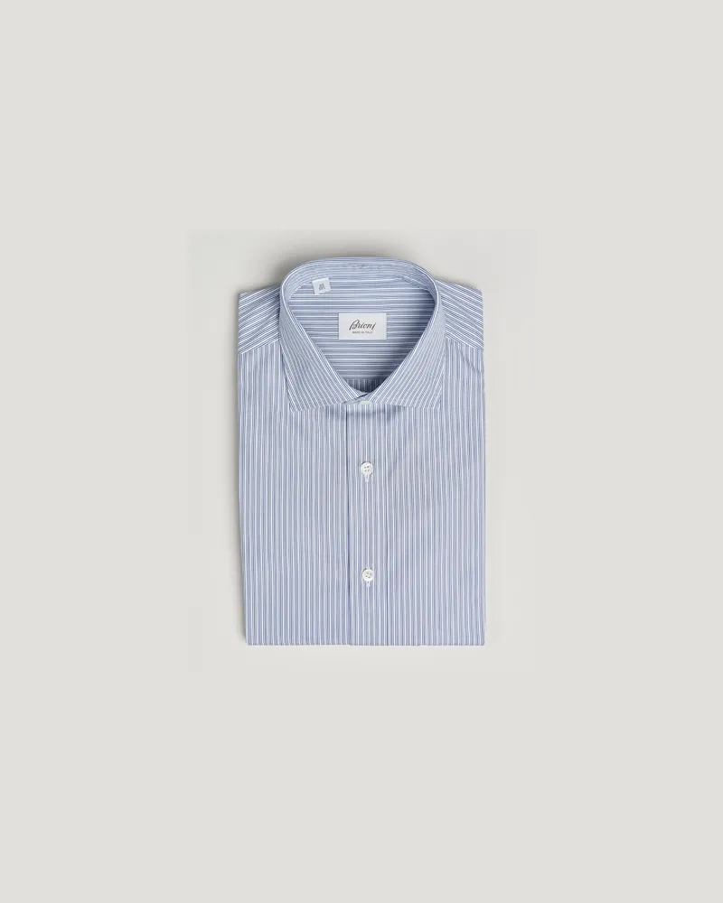 Brioni Classic Dress Shirt Blue Stripe Blau
