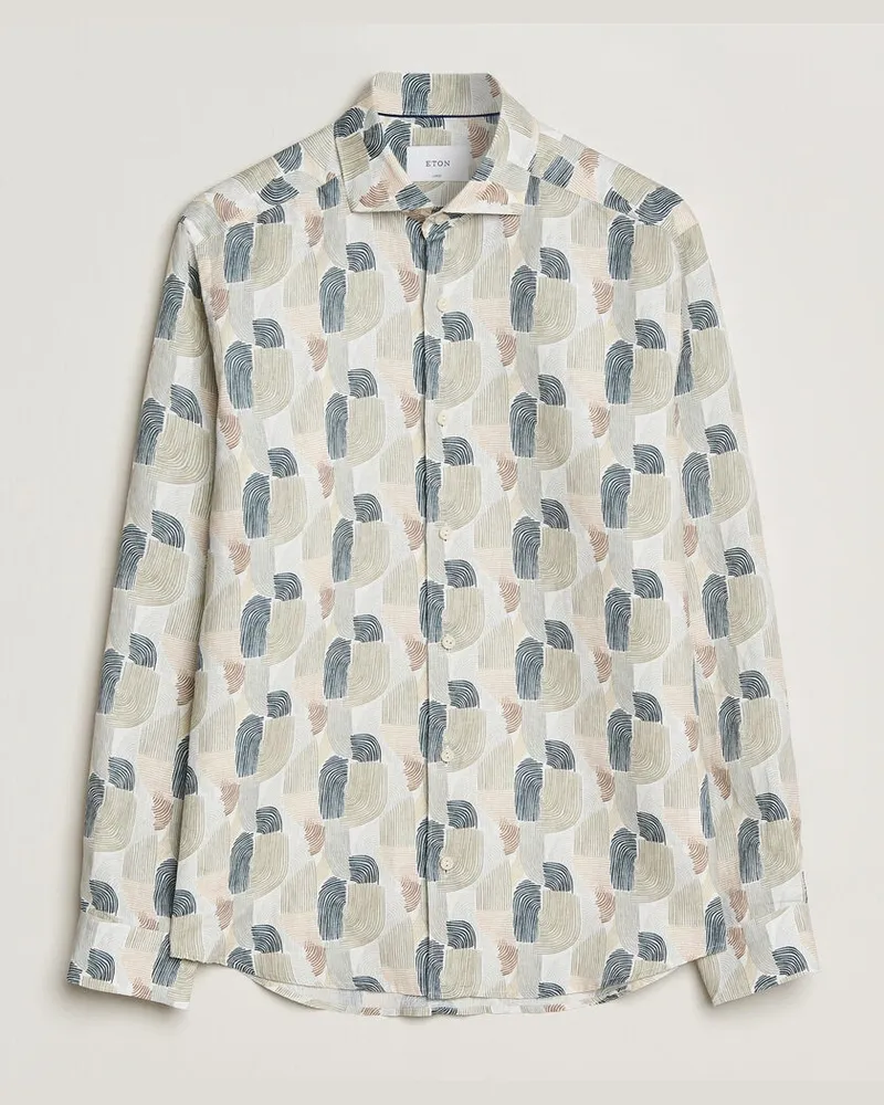 Eton Casual Fit Printed Linen Shirt Multi Mehrfarbig