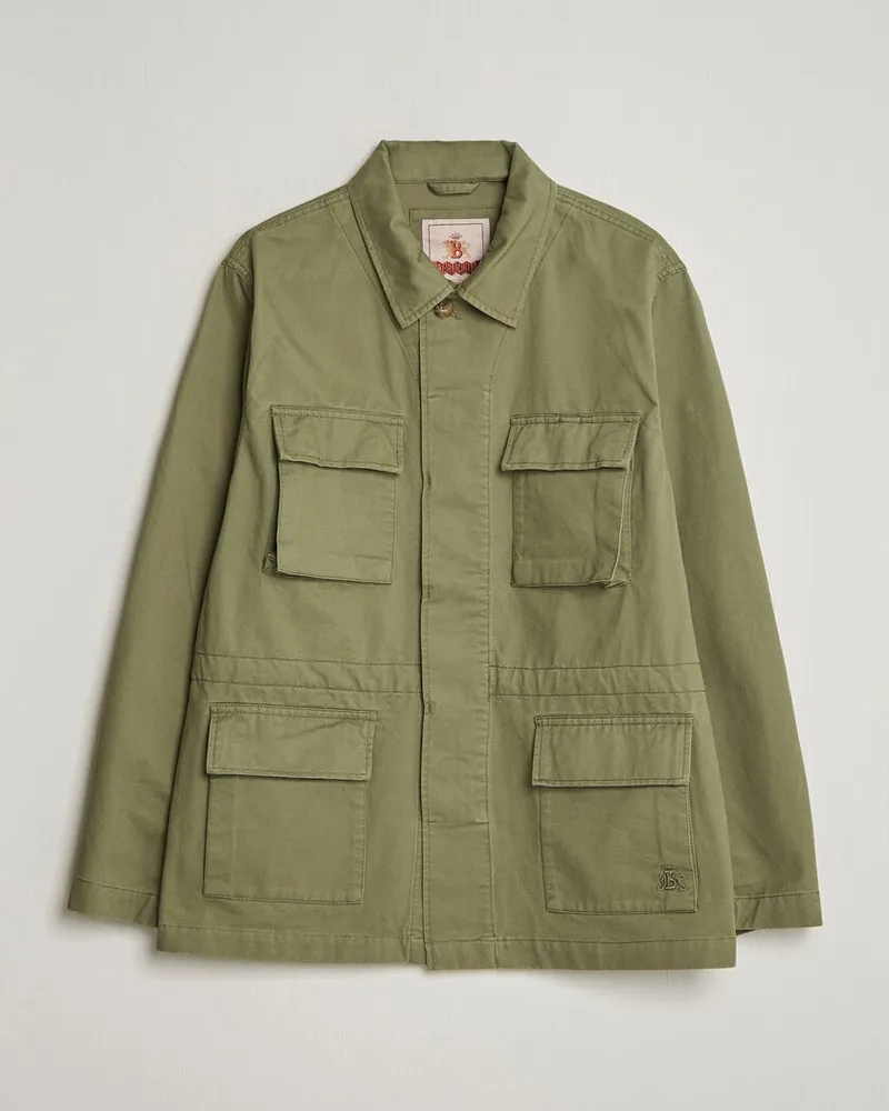 Baracuta Washed Cotton Twill Field Shacket Lichen Green Grün