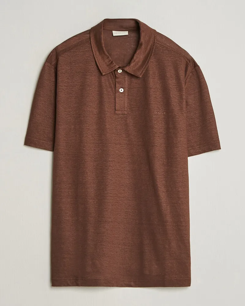 Gant Linen Polo Mahogany Brown Braun