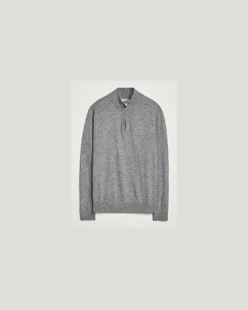 Canali Donegal Half Zip Sweater Grey Melange Grau
