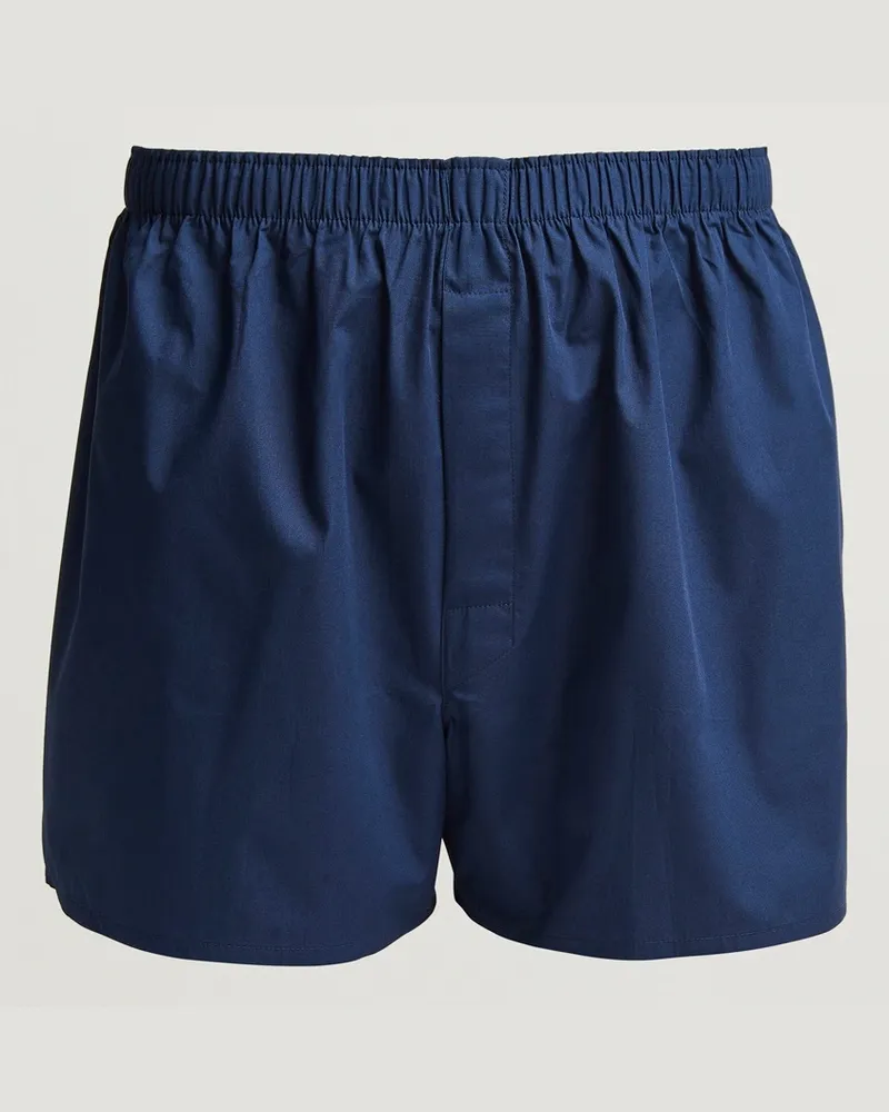 Sunspel Classic Woven Cotton Boxer Shorts Navy Blau