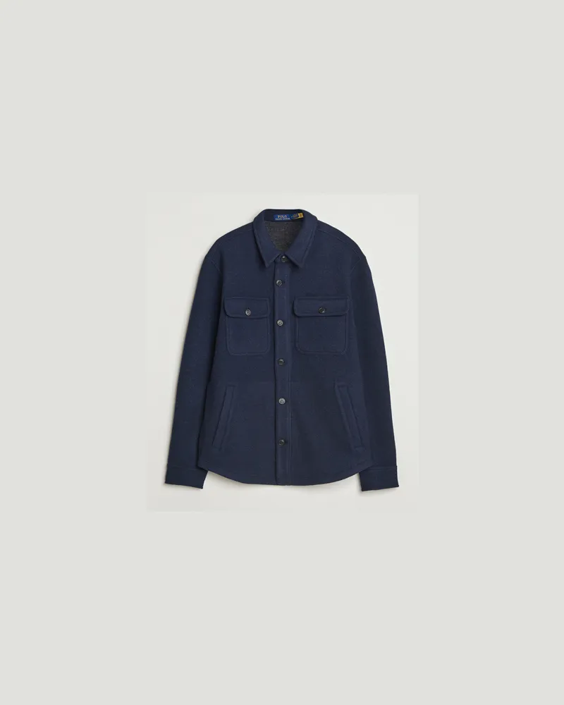 Ralph Lauren Brushed Double Knitted Overshirt Worth Navy Heather Blau