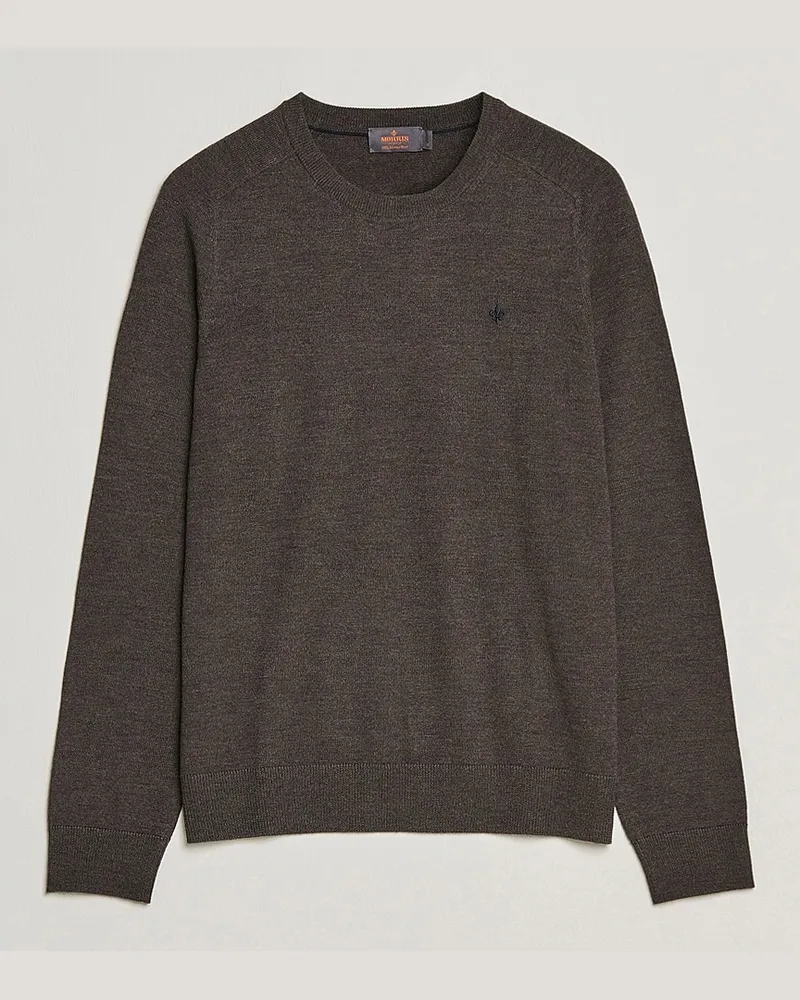 Morris Merino O-neck Brown Melange Grau