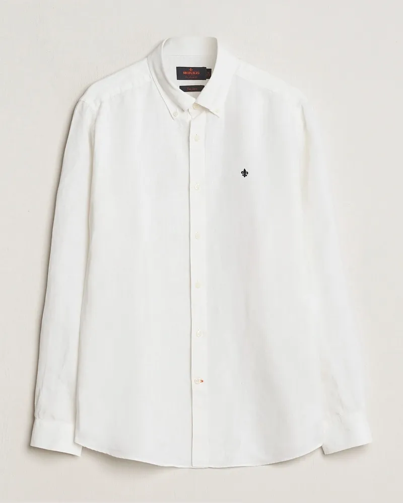 Morris Douglas Button Down Linen Shirt White Weiß