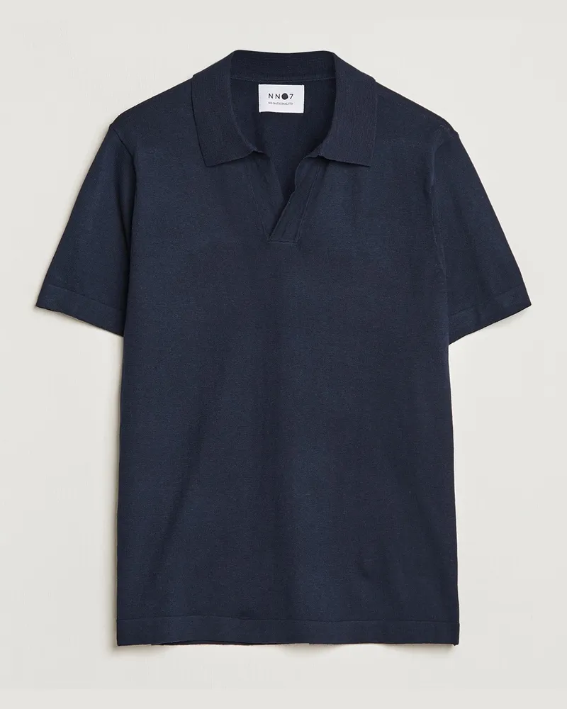 NN 07 Ryan Cotton/Linen Polo Navy Blue Blau